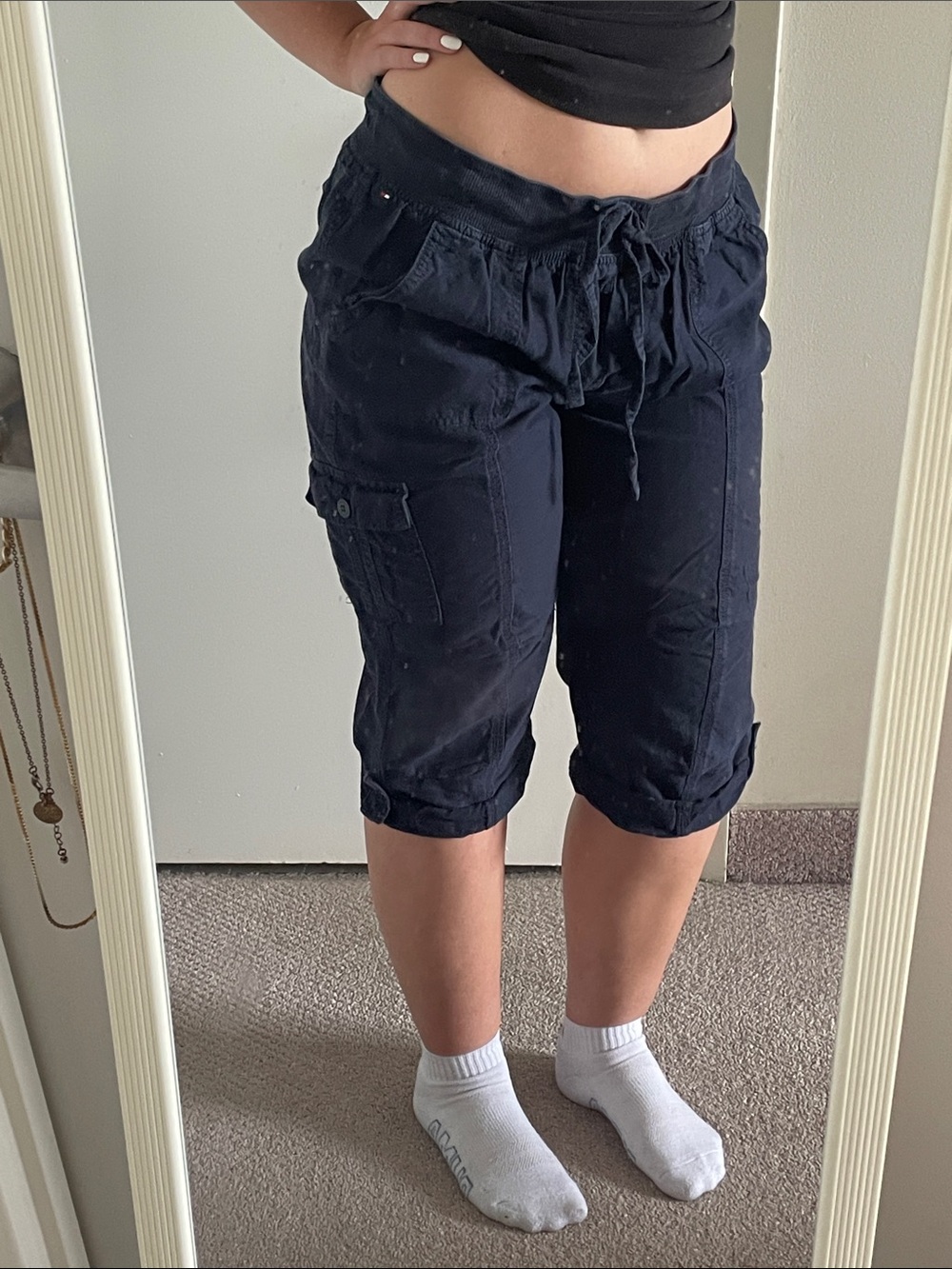 Tommy Hilfiger Navy Drawstring Cargo Capri Pants